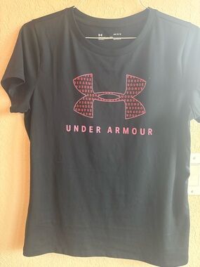 Under Armour Black Short Sleeve Tee with Pink Logo